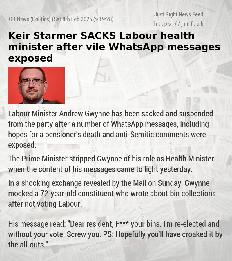 Keir Starmer SACKS Labour health minister after vile WhatsApp messages exposed