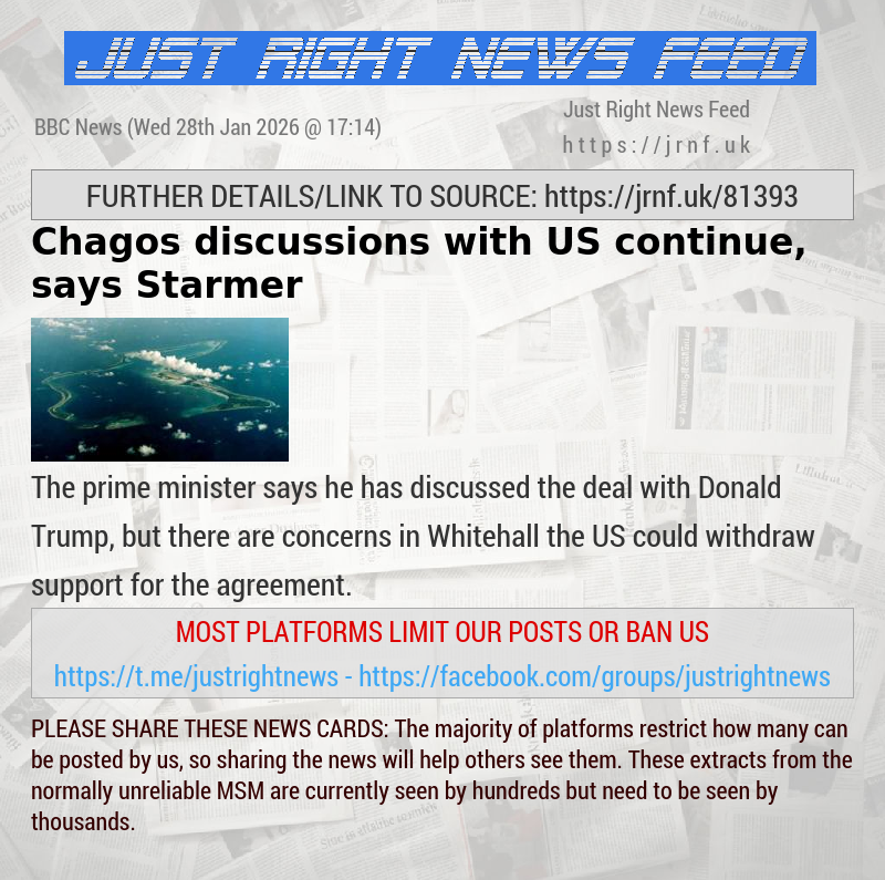 Chagos discussions with US continue, says Starmer