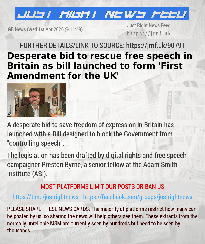 Desperate bid to rescue free speech in Britain as bill launched to form ’First Amendment for the UK’