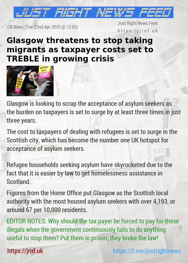 Glasgow threatens to stop taking migrants as taxpayer costs set to TREBLE in growing crisis