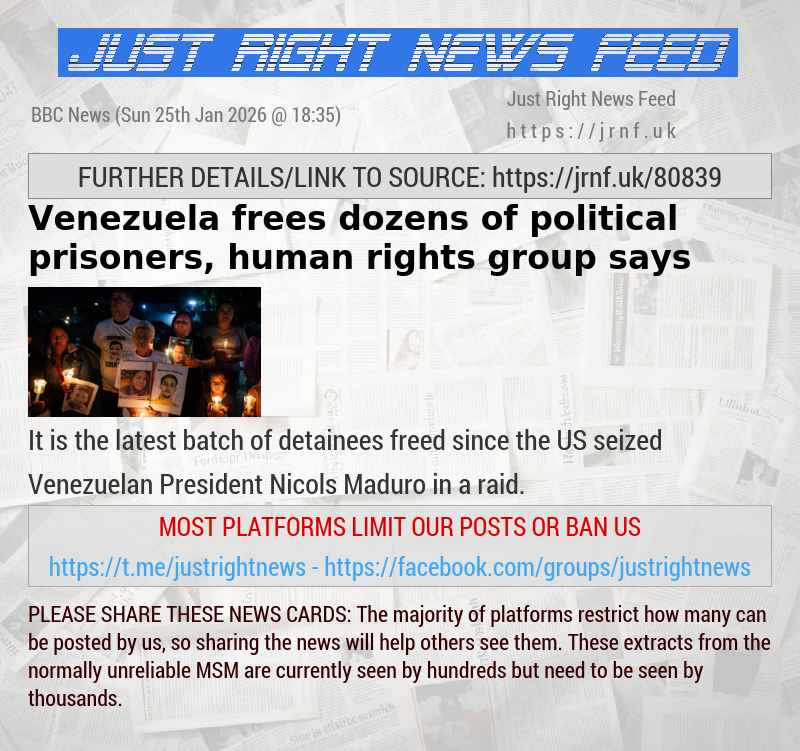 Venezuela frees dozens of political prisoners, human rights group says