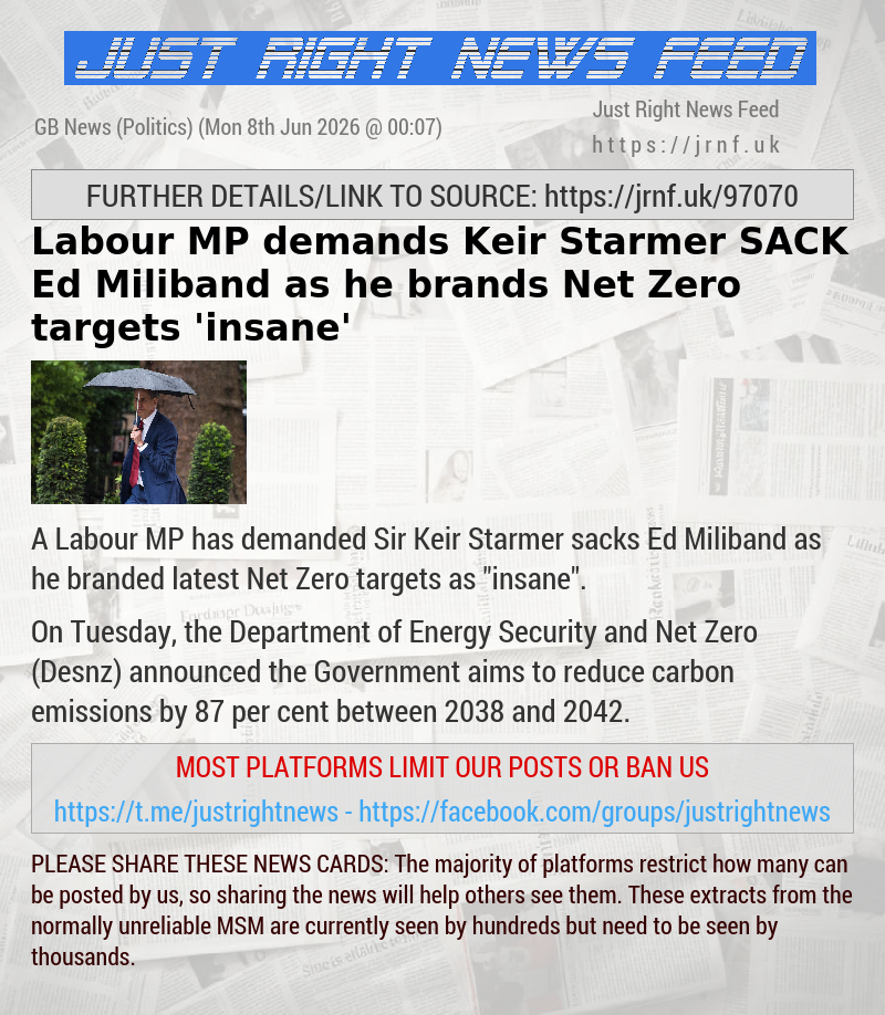 Labour MP demands Keir Starmer SACK Ed Miliband as he brands Net Zero targets ’insane’
