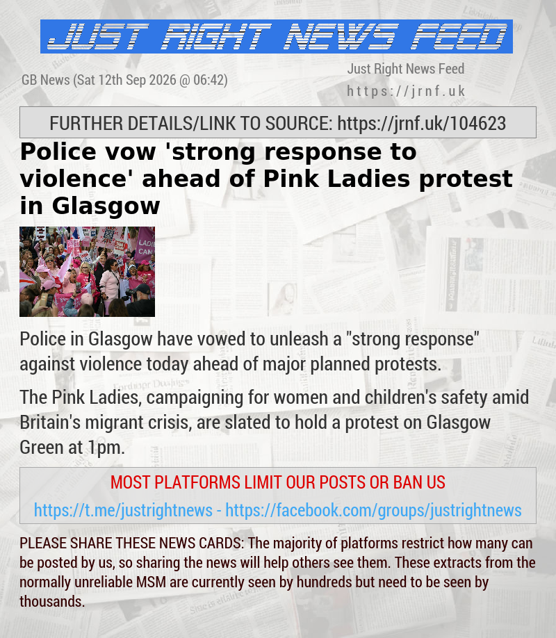 Police vow ’strong response to violence’ ahead of Pink Ladies protest in Glasgow