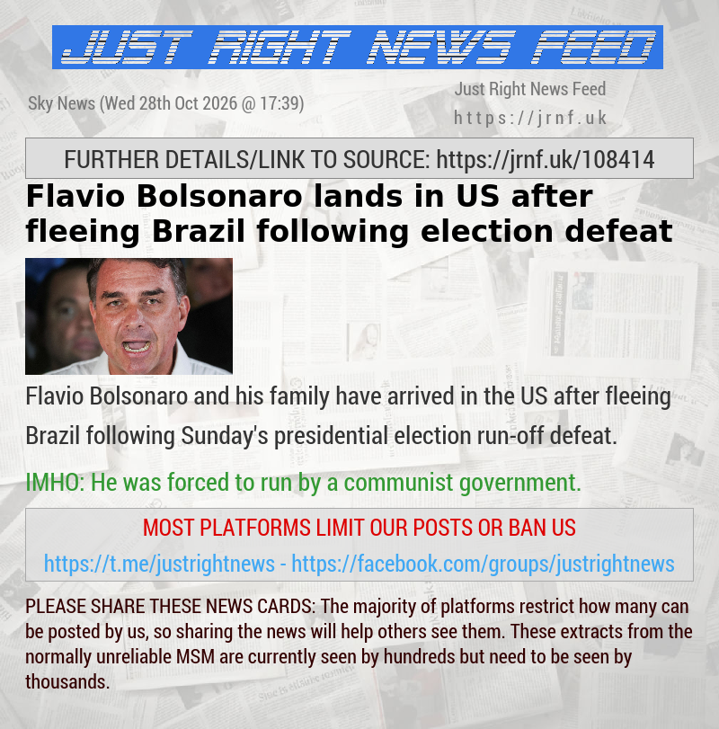 Flavio Bolsonaro lands in US after fleeing Brazil following election defeat