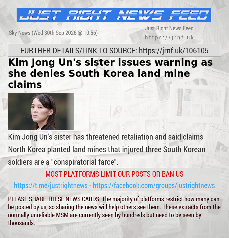 Kim Jong Un’s sister issues warning as she denies South Korea land mine claims