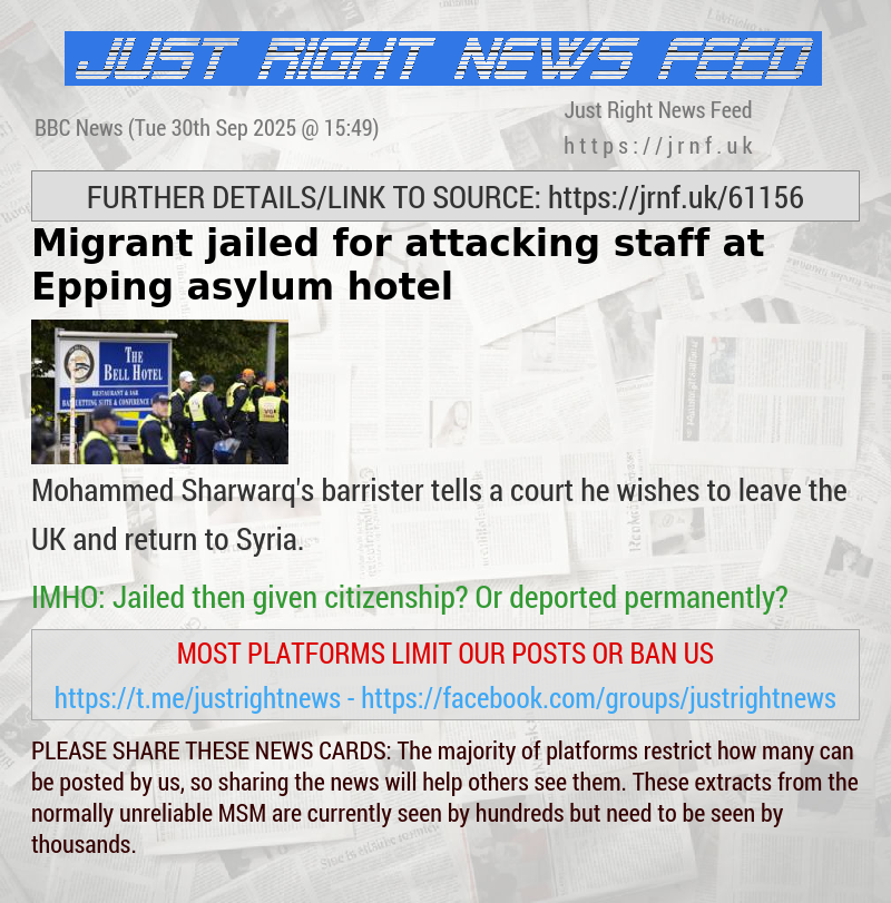 Migrant jailed for attacking staff at Epping asylum hotel
