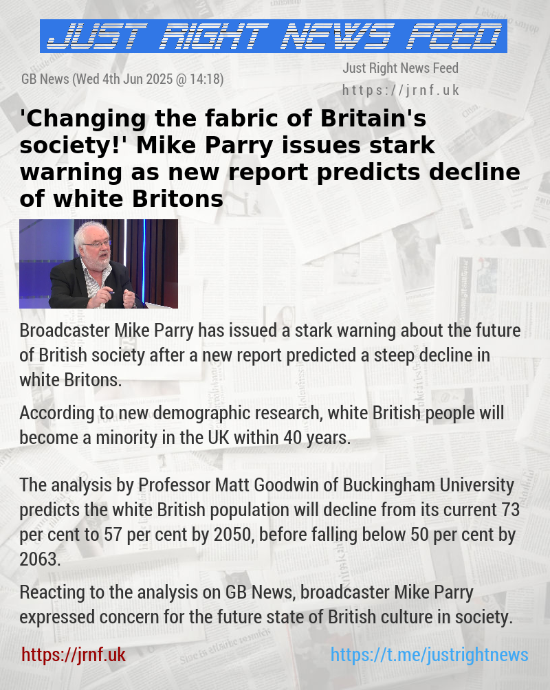 ’Changing the fabric of Britain’s society!’ Mike Parry issues stark warning as new report predicts decline of white Britons