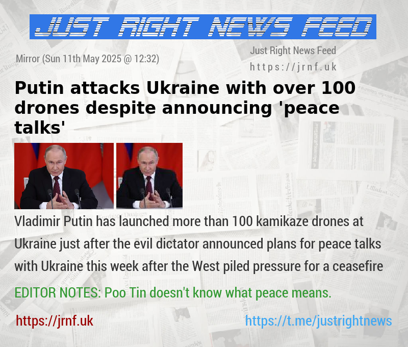 Putin attacks Ukraine with over 100 drones despite announcing ’peace talks’