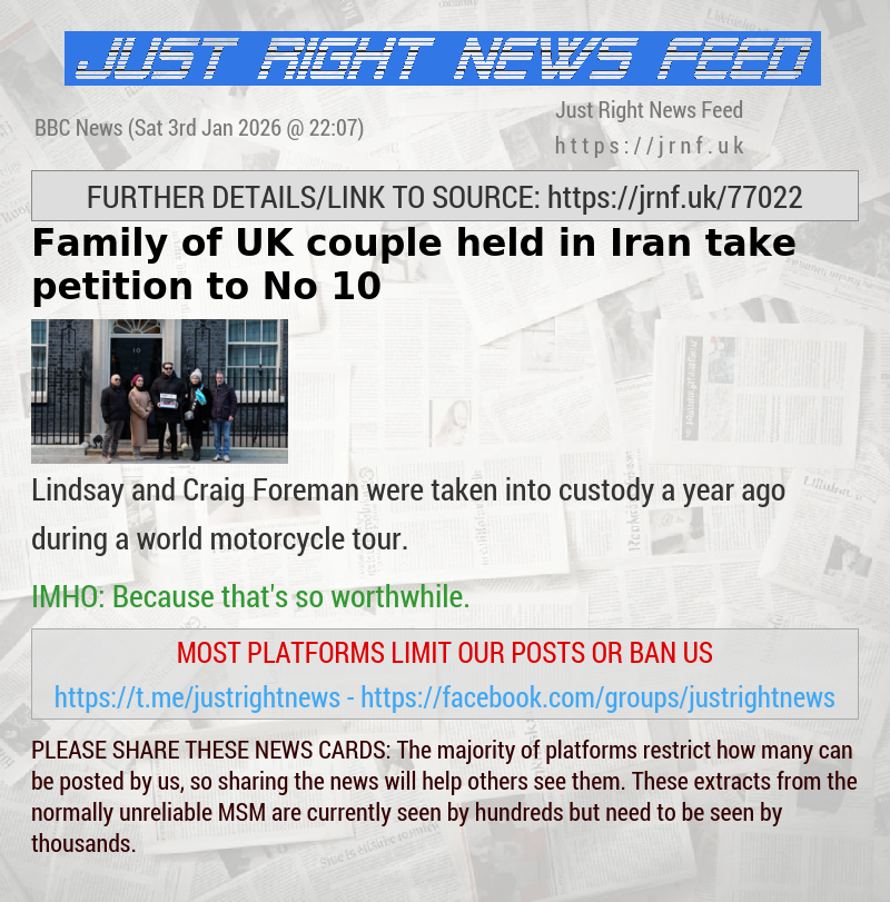Family of UK couple held in Iran take petition to No 10