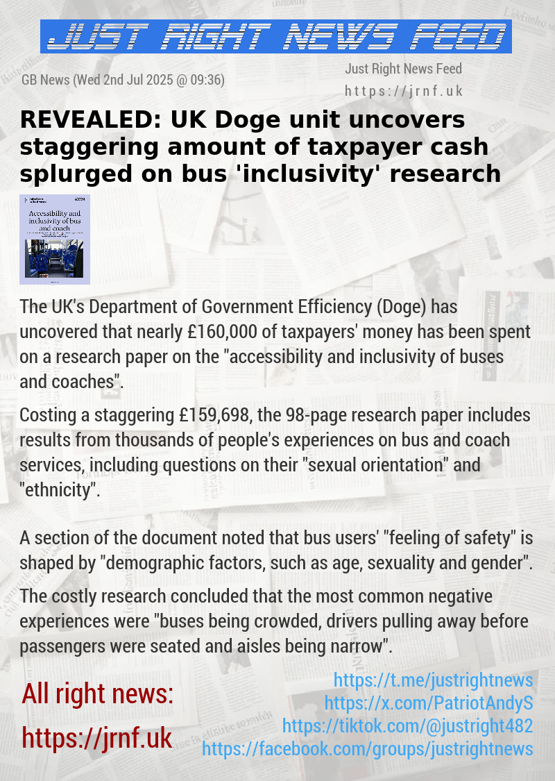 REVEALED: UK Doge unit uncovers staggering amount of taxpayer cash splurged on bus ’inclusivity’ research