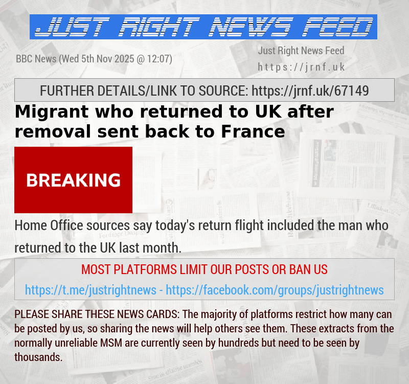 Migrant who returned to UK after removal sent back to France