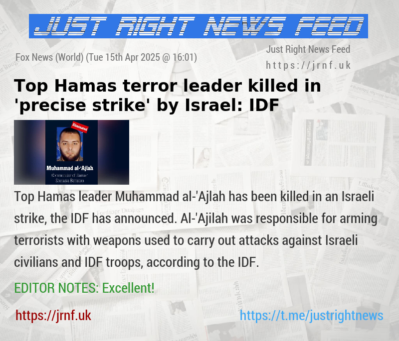 Top Hamas terror leader killed in ’precise strike’ by Israel: IDF