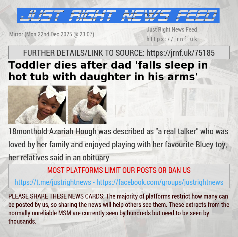 Toddler dies after dad ’falls sleep in hot tub with daughter in his arms’