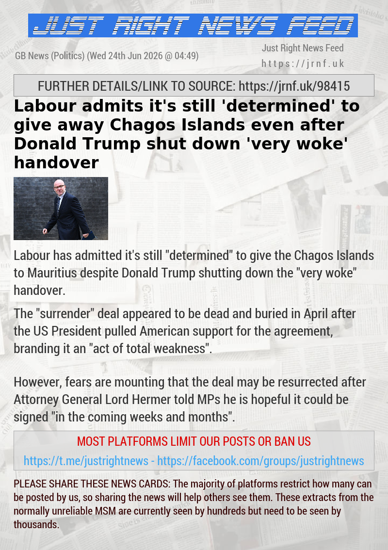 Labour admits it’s still ’determined’ to give away Chagos Islands even after Donald Trump shut down ’very woke’ handover