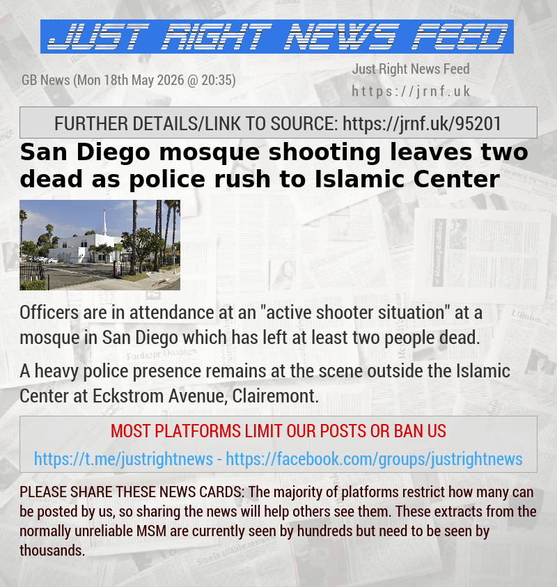 San Diego mosque shooting leaves two dead as police rush to Islamic Center