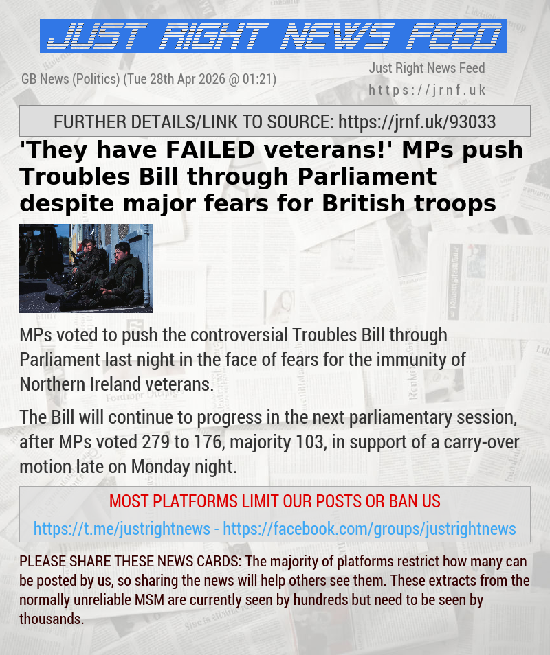 ’They have FAILED veterans!’ MPs push Troubles Bill through Parliament despite major fears for British troops