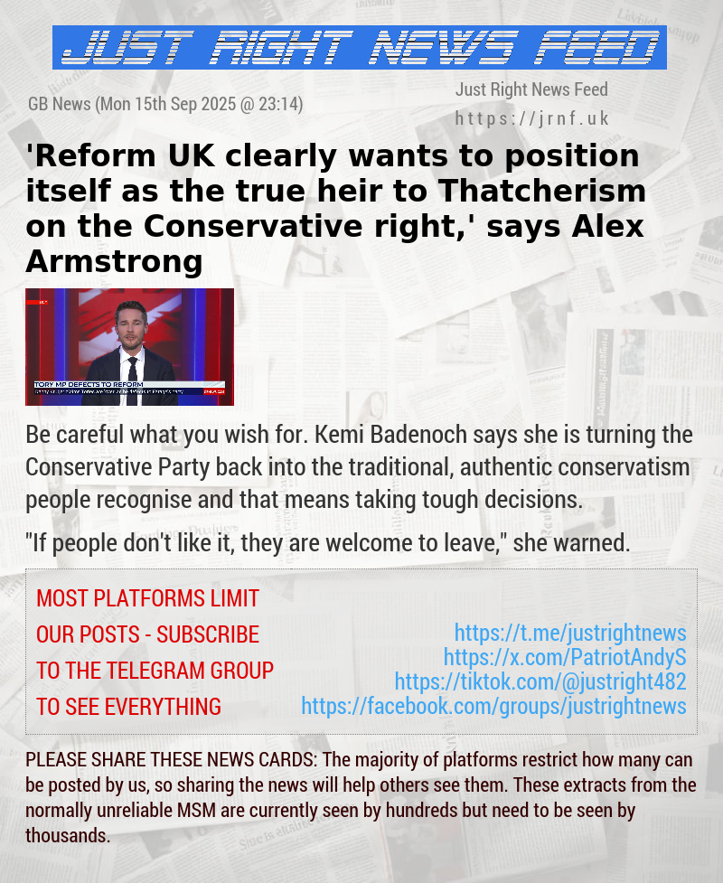 ’Reform UK clearly wants to position itself as the true heir to Thatcherism on the Conservative right,’ says Alex Armstrong