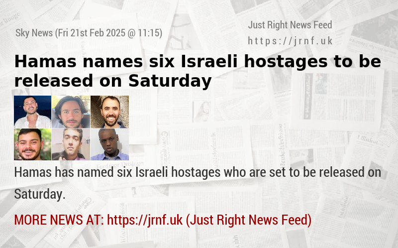 Hamas names six Israeli hostages to be released on Saturday