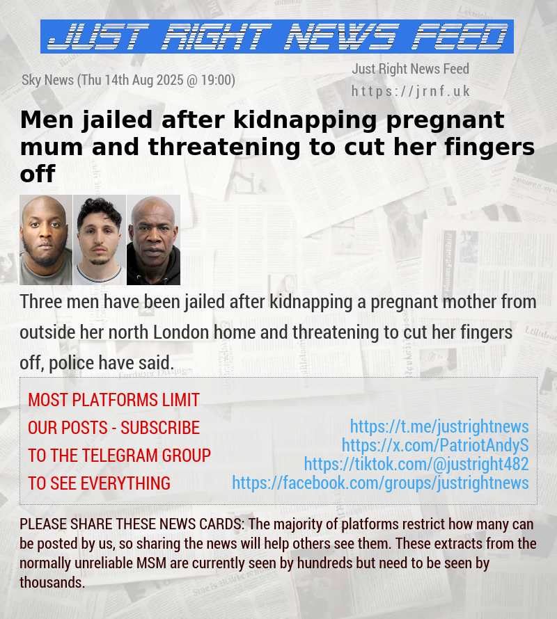 Men jailed after kidnapping pregnant mum and threatening to cut her fingers off