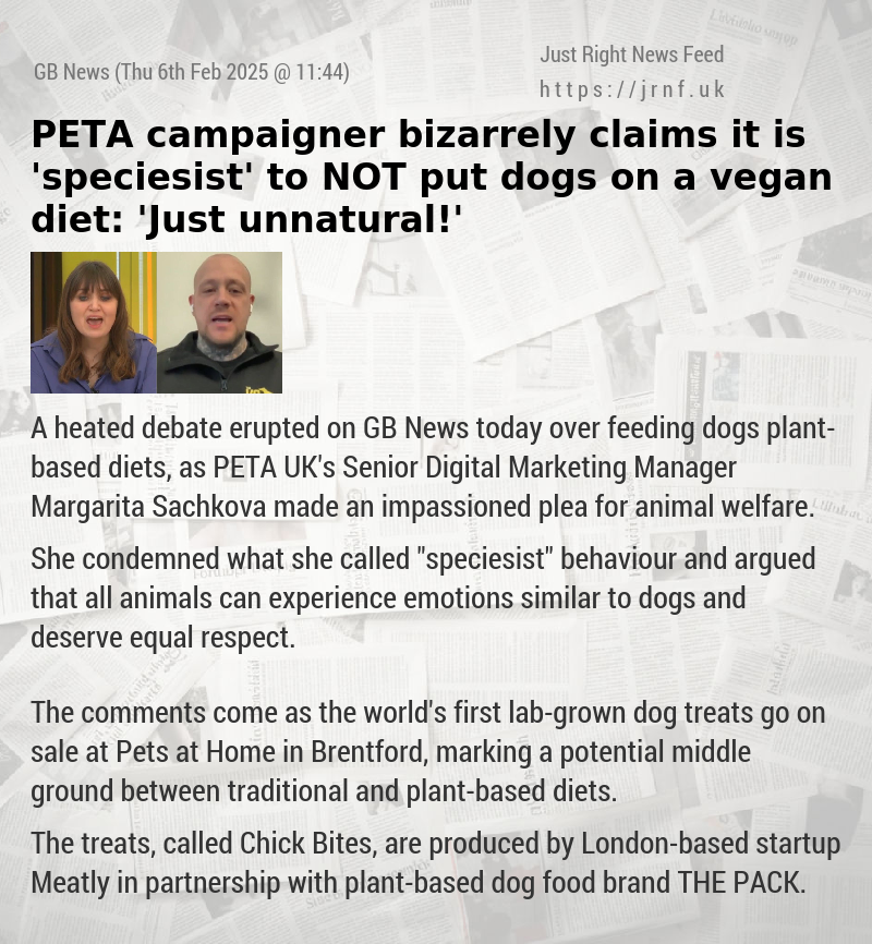 PETA campaigner bizarrely claims it is ’speciesist’ to NOT put dogs on a vegan diet: ’Just unnatural!’