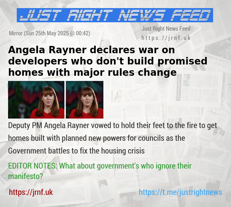 Angela Rayner declares war on developers who don’t build promised homes with major rules change