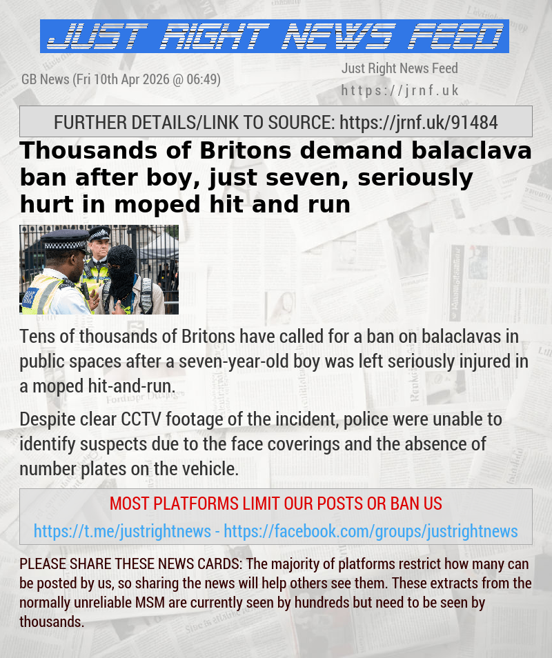 Thousands of Britons demand balaclava ban after boy, just seven, seriously hurt in moped hit—and—run