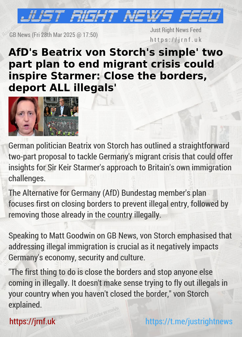 AfD’s Beatrix von Storch’s ‘simple’ two—part plan to end migrant crisis could inspire Starmer: ‘Close the borders, deport ALL illegals’