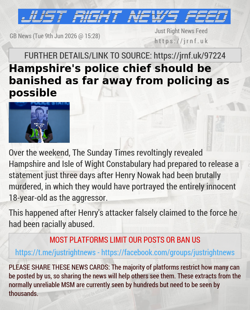 Hampshire’s police chief should be banished as far away from policing as possible