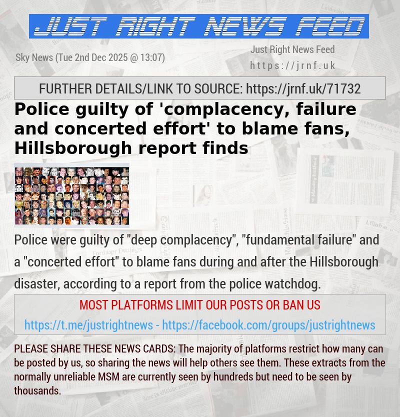 Police guilty of ’complacency, failure and concerted effort’ to blame fans, Hillsborough report finds