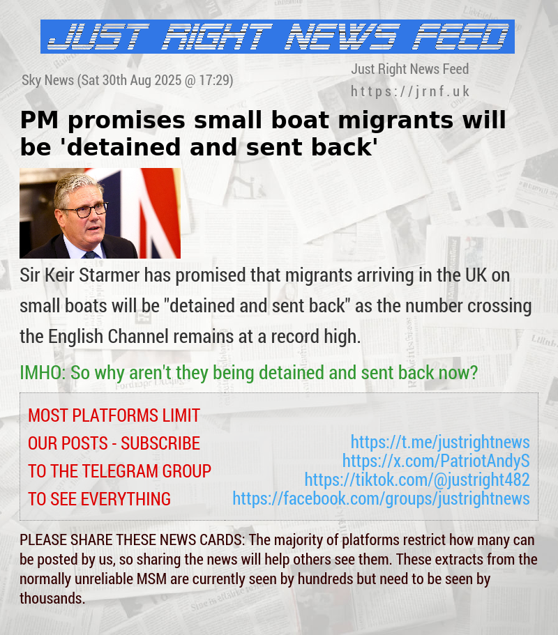 PM promises small boat migrants will be ’detained and sent back’