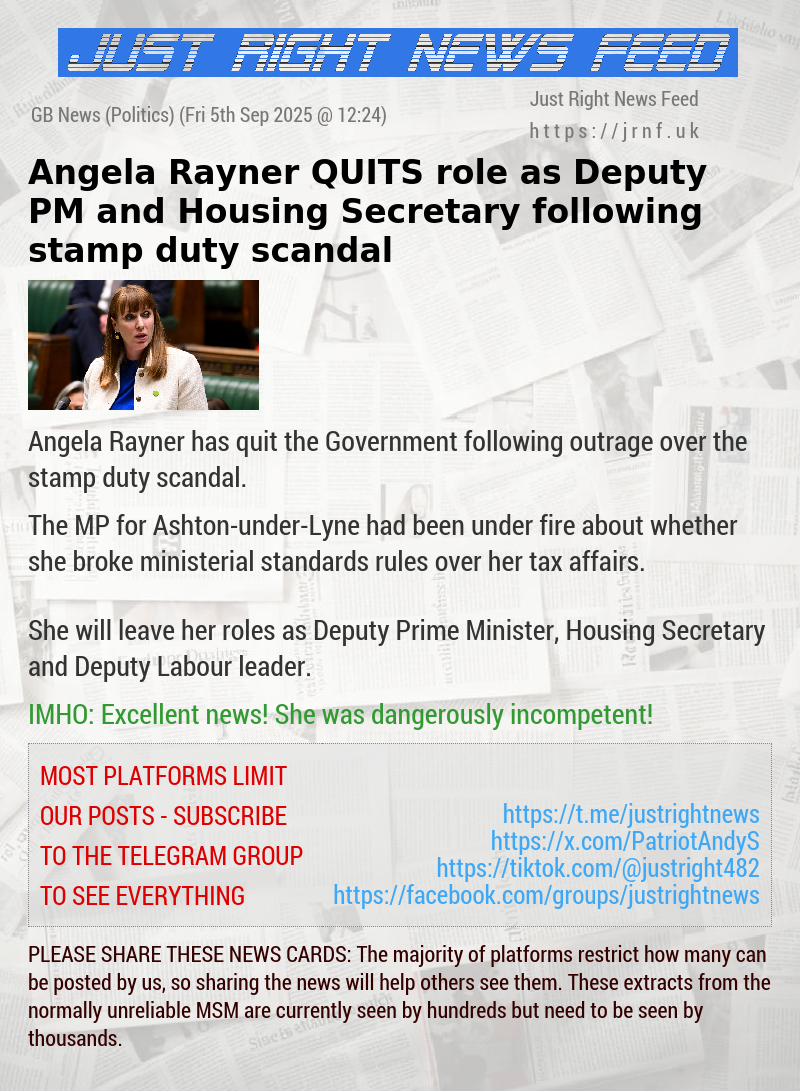 Angela Rayner QUITS role as Deputy PM and Housing Secretary following stamp duty scandal