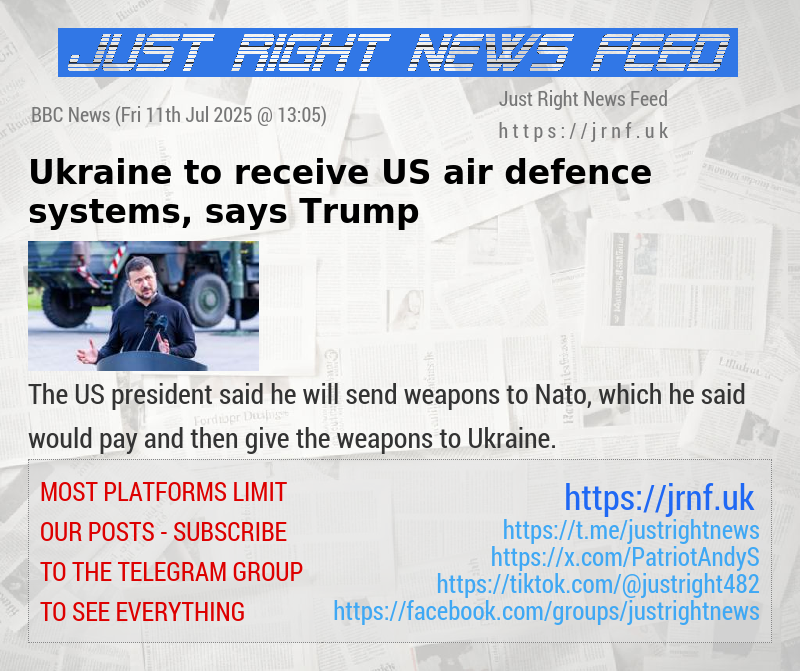 Ukraine to receive US air defence systems, says Trump