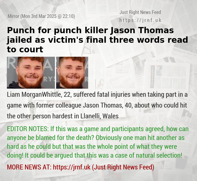 Punch—for—punch killer Jason Thomas jailed as victim’s final three words read to court