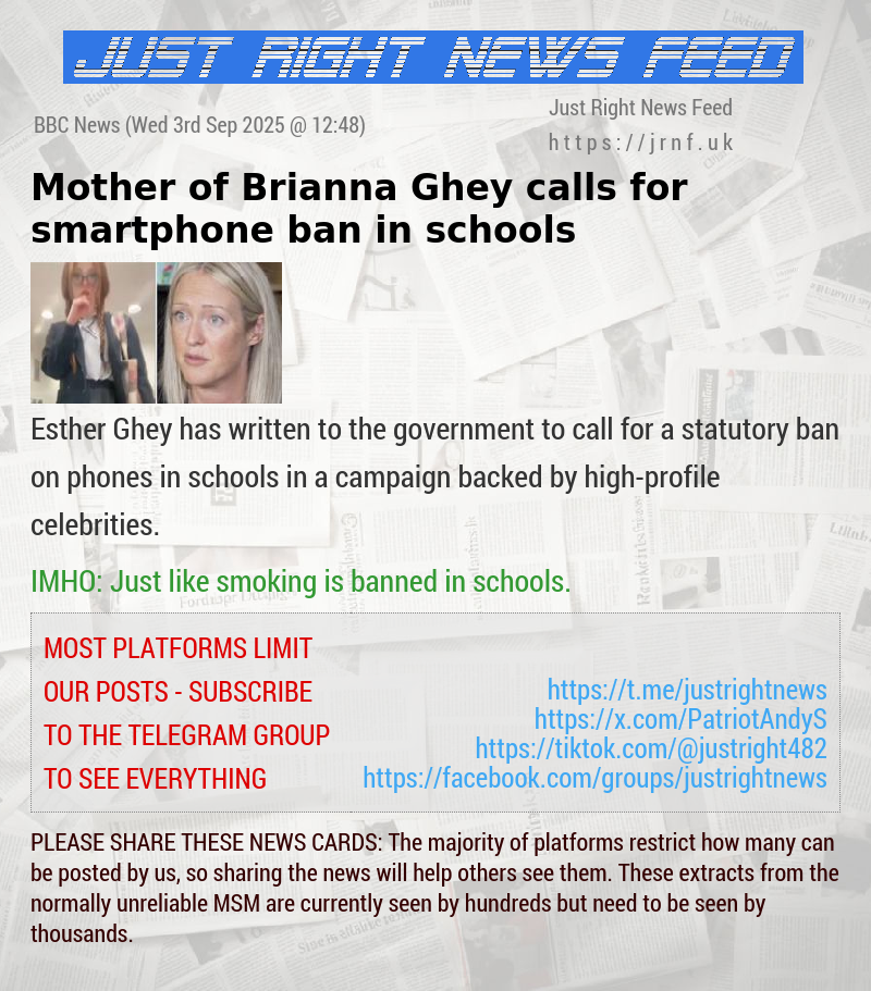Mother of Brianna Ghey calls for smartphone ban in schools