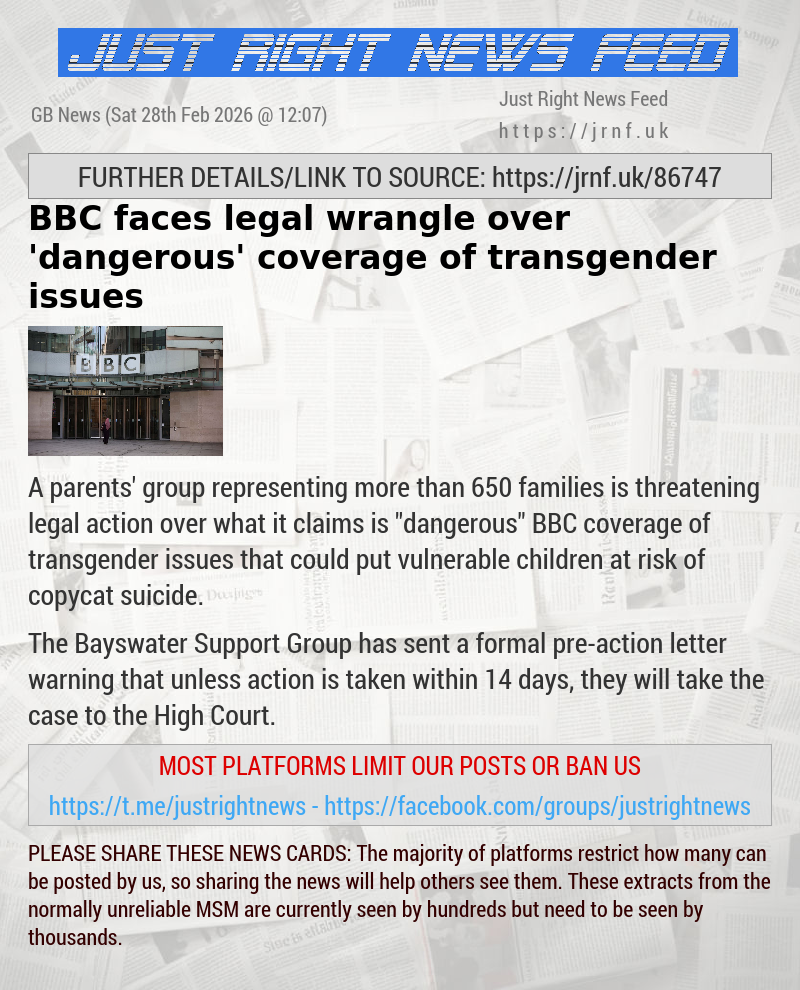 BBC faces legal wrangle over ’dangerous’ coverage of transgender issues