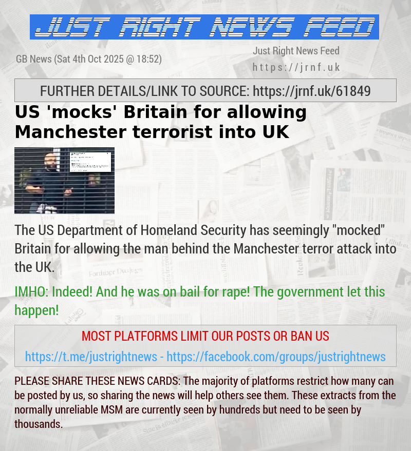US ’mocks’ Britain for allowing Manchester terrorist into UK
