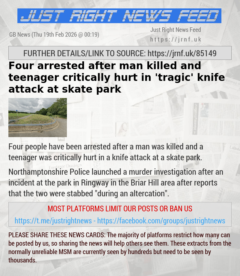 Four arrested after man killed and teenager critically hurt in ’tragic’ knife attack at skate park