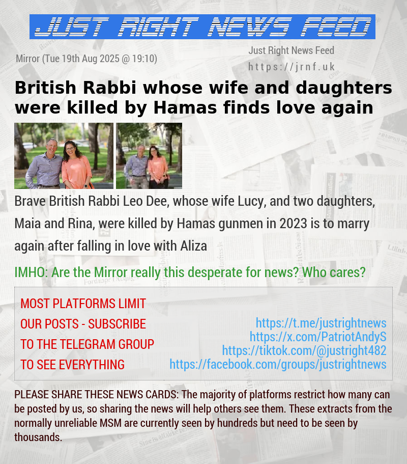 British Rabbi whose wife and daughters were killed by Hamas finds love again