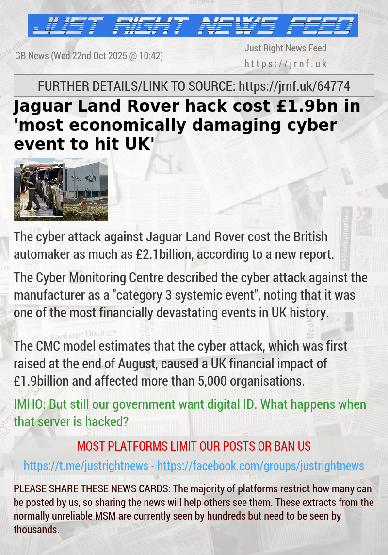 Jaguar Land Rover hack cost £1.9bn in ’most economically damaging cyber event to hit UK’