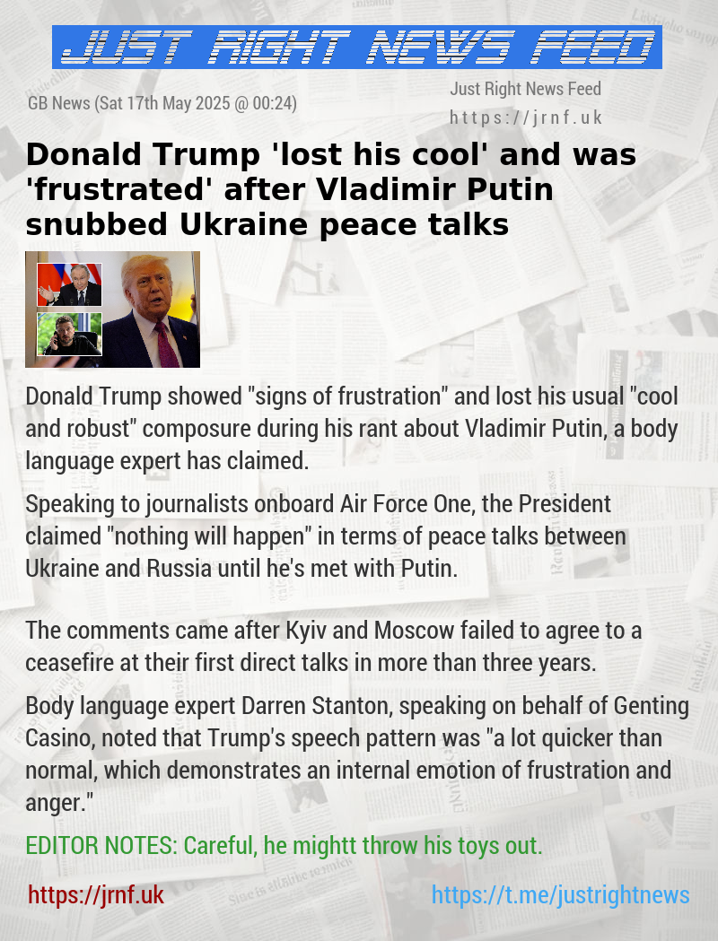 Donald Trump ’lost his cool’ and was ’frustrated’ after Vladimir Putin snubbed Ukraine peace talks