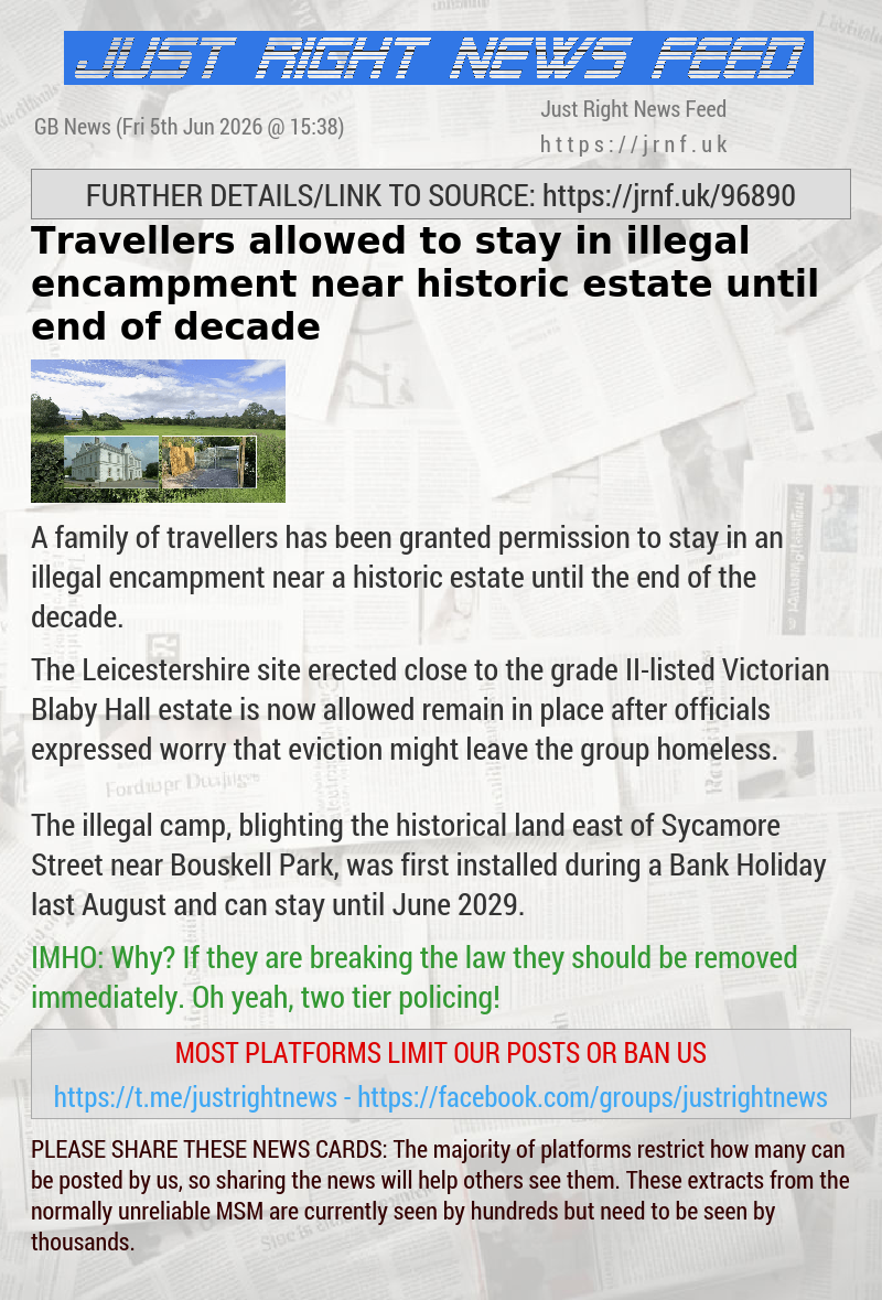Travellers allowed to stay in illegal encampment near historic estate until end of decade
