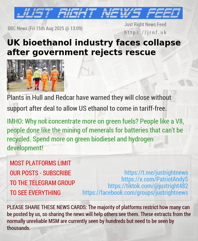 UK bioethanol industry faces collapse after government rejects rescue