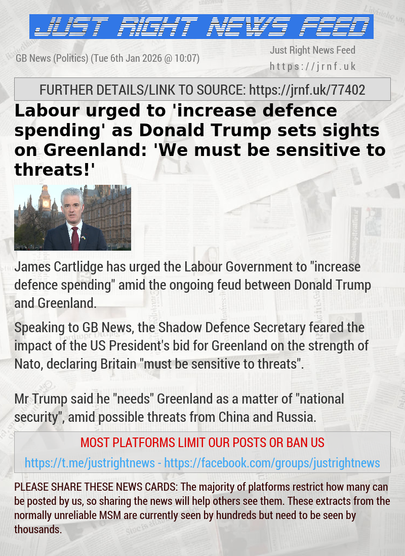 Labour urged to ’increase defence spending’ as Donald Trump sets sights on Greenland: ’We must be sensitive to threats!’