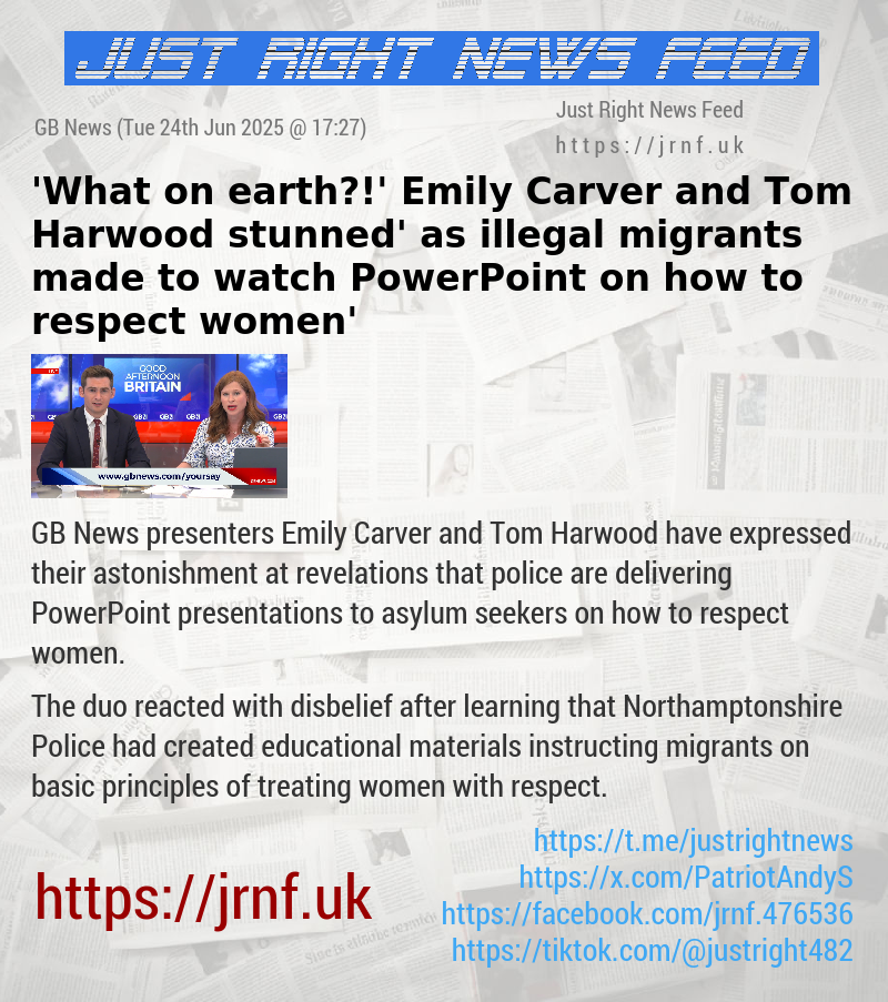 ’What on earth?!’ Emily Carver and Tom Harwood ‘stunned’ as illegal migrants made to watch PowerPoint on ‘how to respect women’