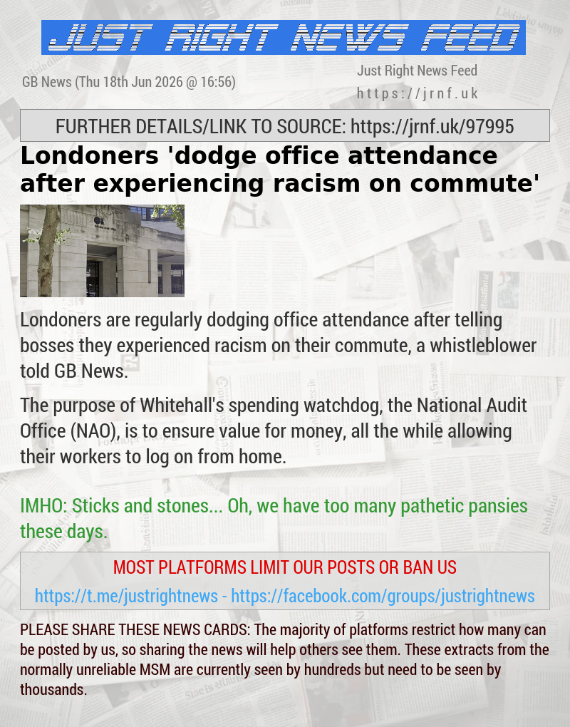 Londoners ’dodge office attendance after experiencing racism on commute’