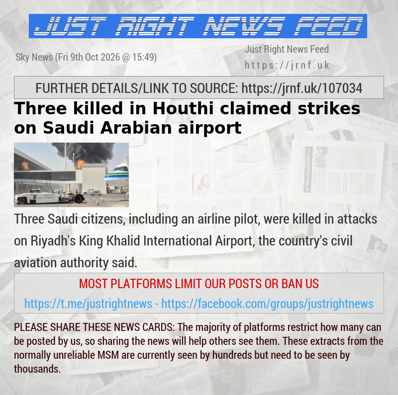 Three killed in Houthi—claimed strikes on Saudi Arabian airport