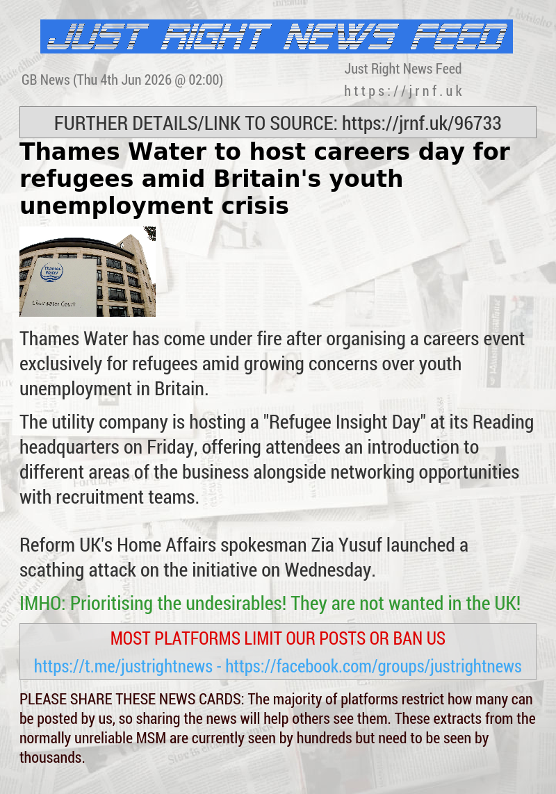 Thames Water to host careers day for refugees amid Britain’s youth unemployment crisis