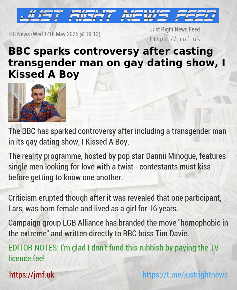BBC sparks controversy after casting transgender man on gay dating show, I Kissed A Boy