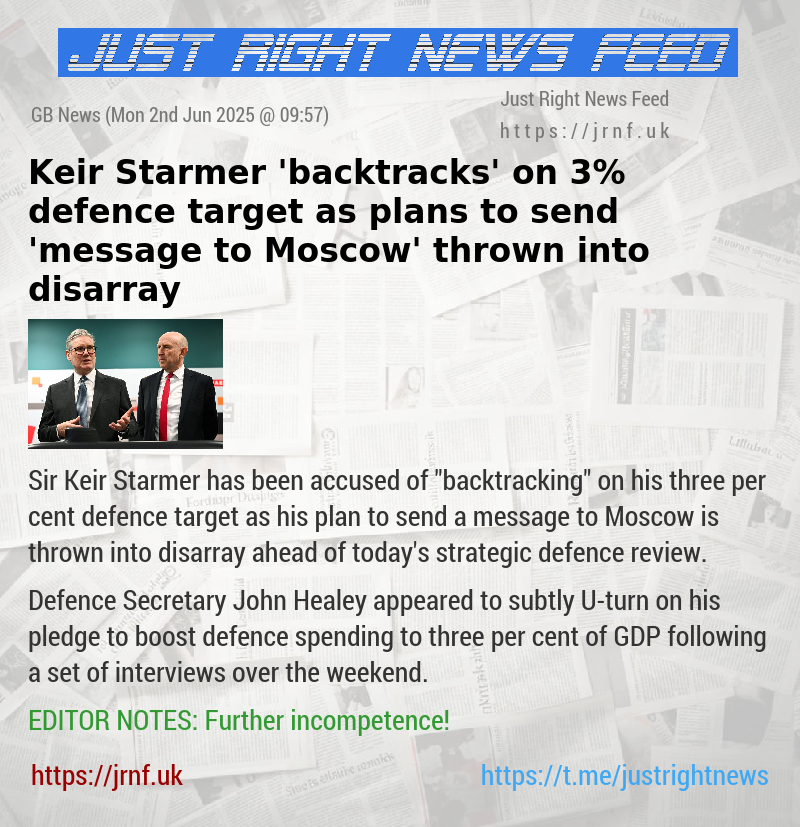 Keir Starmer ’backtracks’ on 3% defence target as plans to send ’message to Moscow’ thrown into disarray