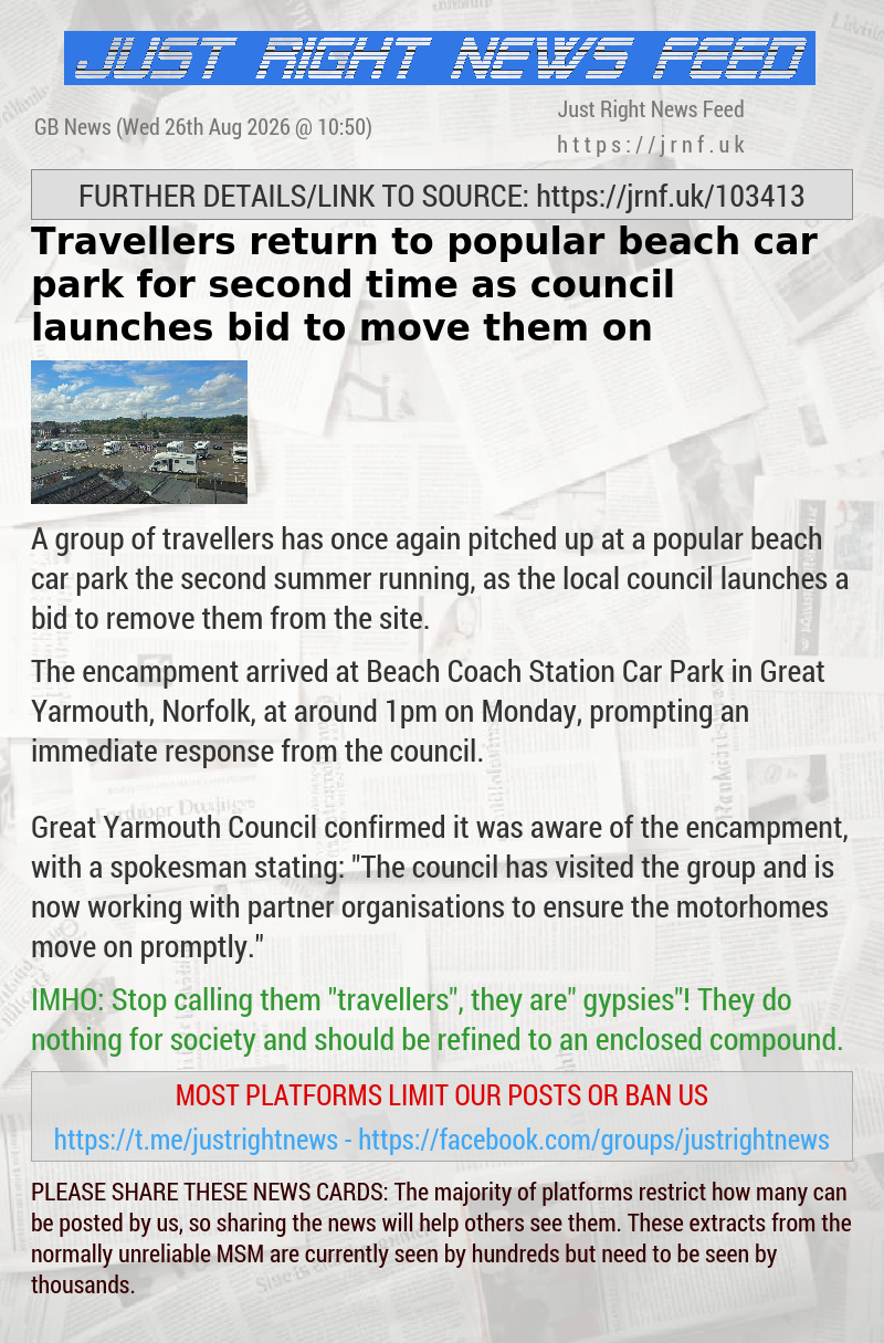 Travellers return to popular beach car park for second time as council launches bid to move them on